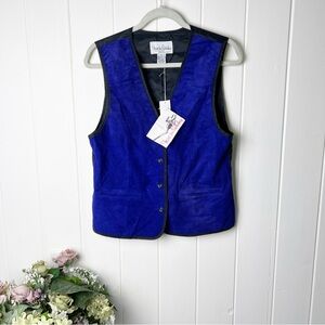 Vintage 80s 90s DVF Suede Vest Diane Von Furstenberg Leather Shirt Top NWT